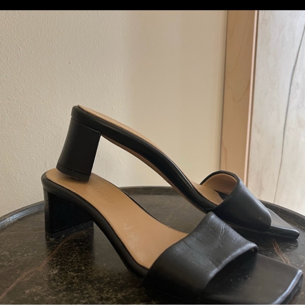 SOLD! Dear Frances Black Heeled Sandals - Chaise Mules